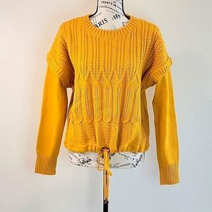 NWT DKNY MUSTARD DRAWSTRING SWEATER